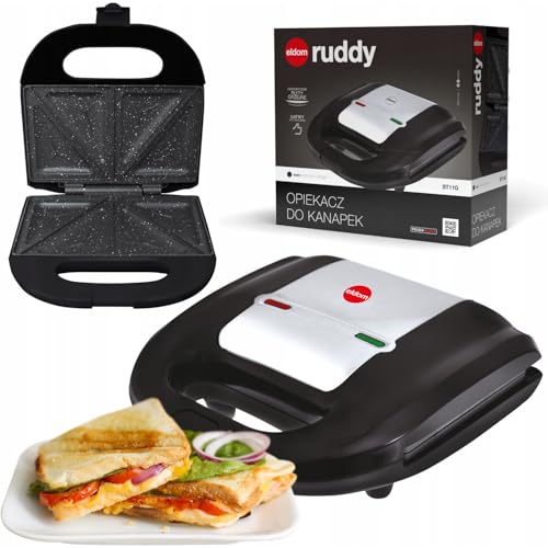 Tostadora cerámica Eldom 750 W negra | Compacta Tostado saludable LED Termostato Patas antideslizantes Calentamiento rápido