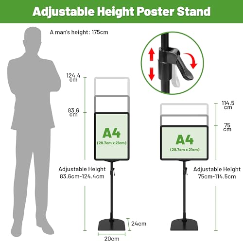 VAIIGO Posterständer, A4, stehender Schilderhalter für Tischplatte, verstellbarer Beschilderungsständer, Werbung, Menü, Notizständer, für Geschäft, Büro, Restaurant, 6 Stück