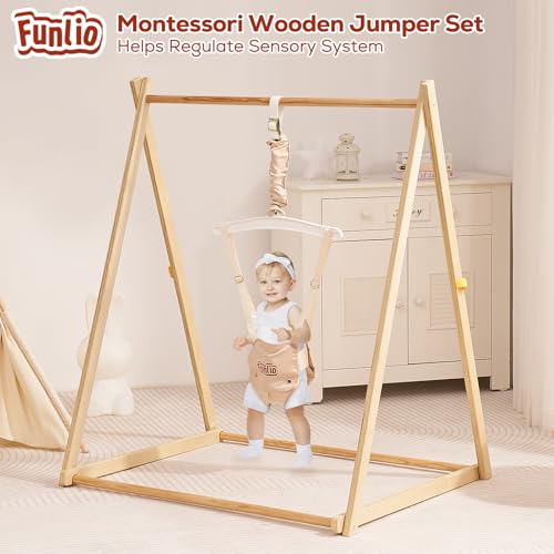 Sautoir bébé en bois Montessori FUNLIO avec support stable pour l'éveil