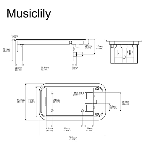 Musiclily Pro Caixa de Bateria 9V para ViolãoGuitarra/Baixo, Preto