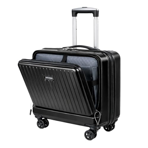 Image of Lite Go Cabin Overnighter Trolley Bag Small Size Polycarbonate 18inch 45cms with 16inch Laptop Compartment Suitcase for Flight Travel Suitable for Men, Women,Boys and Girls (Black Fogra)