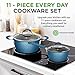 NutriChef 11 Pc Pots and Pans Set - Non Stick Cookware Set with Ceramic Coating, Ergonomic Handles, Induction Ready, Includes Saucepan, Dutch Oven, Large & Small Fry Pans - Royal Blue