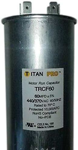 Packard Titan PRO TRCF60 Run Capacitor 60 MFD 440/370 Volt Round