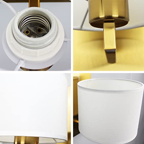 Samteen Gold Wall Sconces Set Of Two Mid Century Modern Brass Wall Lamp With Fabric Shade Wall Mounted Light For Bedroom Hallway Foyer Living Room #TOP7