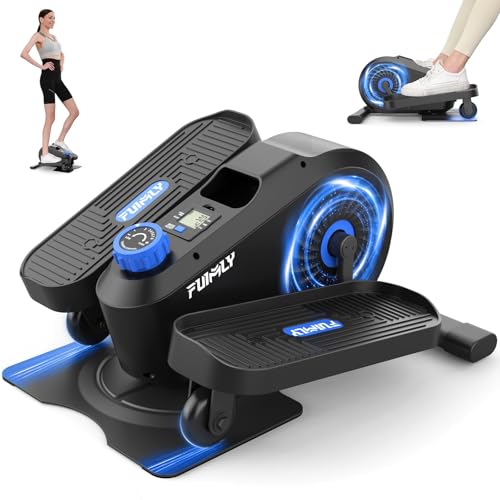 FUNMILY Under Desk Elliptical, Under Desk Bike Pedal Exerciser, Fully Assembled Leg Exerciser 2 in 1 Seated Standing Elliptical, Ultra-Quiet Mini Elliptical Machines for Home Office Use (Blue)