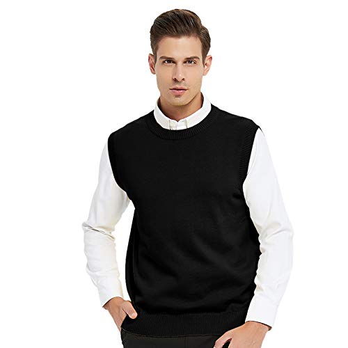 TopTie Custom Men's Crewneck Sweater Vest Sleeveless Embroidery Cotton Personalize Logo3