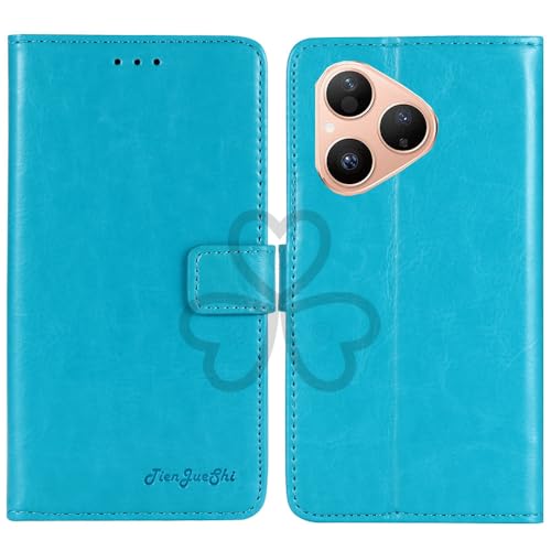 TienJueShi Blue Book Stand Retro Flip Leather Protector Phone Wallet Gel Cover Etui TPU Silicone Case For Huawei Pura 80 Ultra 6