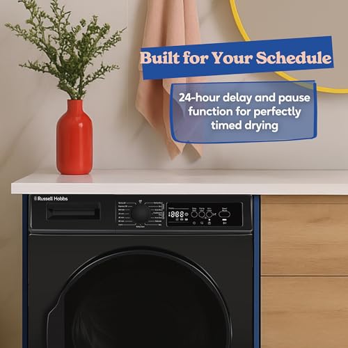 Russell Hobbs Freestanding Electric Heat Pump Condenser Tumble Dryer, 9Kg Capacity, 15 Programmes, 3 Heat Settings, Led Display, Anti-Crease, Child Lock In Black RH9HPTD1E12B - 6
