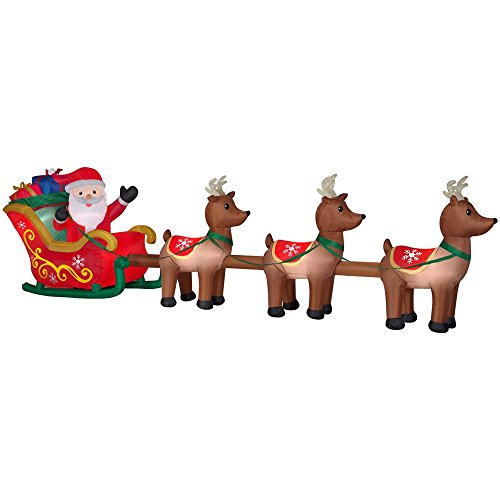 Home Accents Holiday 16ft lighted Santa and sleigh inflatable Christmas decoration