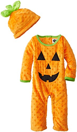 Mud Pie Unisex-Baby Newborn Pumpkin One Piece and Hat, Orange, 0-6 Months