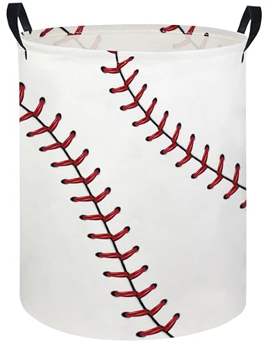 Image of Baby Laundry Hamper kids laundry Basket Waterproof Laundry Bag for Bedroom Clothes Organizer Room Decor(Baseball)