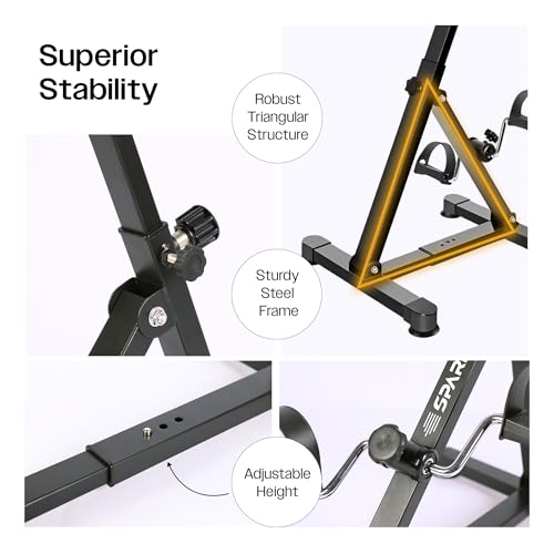 Image of Sparnod Fitness SMB-275 Arm & Leg Mini Exercise Bike, Manual Pedal Rehabilitation Exerciser, Adjustable Resistance, Compact Design with Non-Slip Pedals, Steel Frame, 120kg Capacity