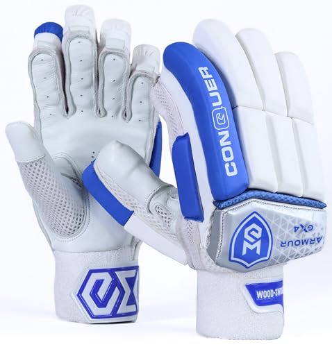 Image of Armour-GX4 (4.0) | Cricket Batting Gloves | Multi Color (Silver-White-Blue, Medium, Right)