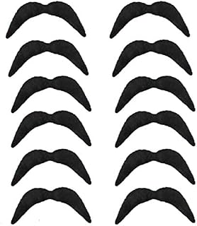 Komonee Mexican Moustache Black Bandit Mustache For Fancy Dress Up Costume Fake Hair Accessory Outfit Novelty Joke (Pack Of 12)