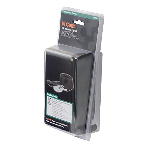 Curt 29450 2-Inch X 15-Foot Nylon Winch Strap With Hook, 3,300 Lbs , Black #TOP4