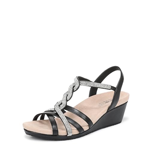LifeStride Women's Miami Wedge Sandal Black 7.5 M