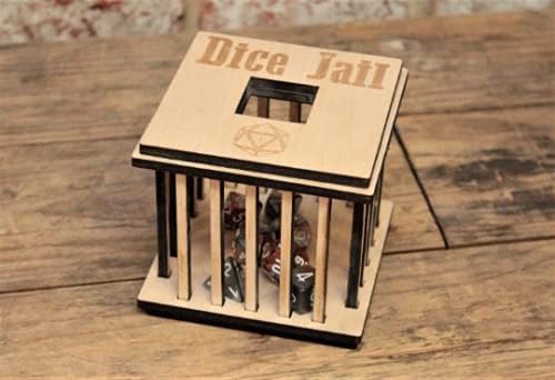 Fandomonium Wooden Dice Jail | Hand Made DND Accessory | Fun Table Top Gaming Accessory | RPG Dice Cage | Dice Vault | DND Gift | Tabletop Gaming