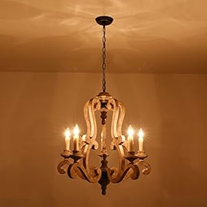 Wood farmhouse chandelier french country wooden chandelier 5 light candle style empire chandelier with wood accents antique pendant light fixture for living roomweathered wood  urban country home decor