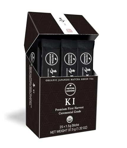 Ki Matcha (25 x 1.5g Sticks) - Organic Premium Ceremonial Japanese Matcha Green Tea Powder - First Harvest, Radiation Free, No Additives, Zero Sugar - USDA Certified - Single Serve Packets
