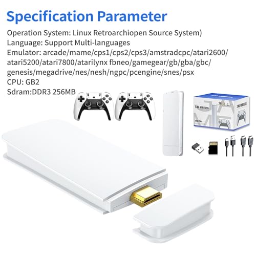 Image of Retro Gaming Console-M15 Retro Game Stick Pro 2026, 4K HDMI video game console with 14 emulators, Stick & Play TV Game Stick with two 2.4G wireless controllers