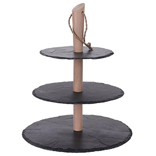 WELL HOME MOBILIARIO & DECORACIÓN Torre de Pizarra y Madera de Pino para Presentación de Comida