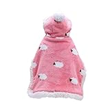 Dekori 冬 猫犬ペットマント 犬 着る毛布 帽子 ドッグウエア ブランケット 防寒 もこもこ 可愛い 人気 ファッション 暖かい 防寒 コート 洗える 着脱が簡単 ペット 毛布 四季対応 小動物 小型犬 中型犬 犬服 秋冬服 洋服 L(背中の長さ42cm，胸囲54cm) ピンク