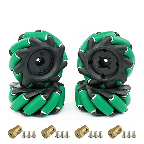 Yahboom �}�N�i���z�C�[�� 65mm 80mm 97mm �S�����z�C�[�� 6mm �Z�p�`�����������[�^�[�R�l�N�^ �^�C�� AGV �X�}�[�g���{�b�g�ɓK�p (65mm black-green mecanum wheel *4)