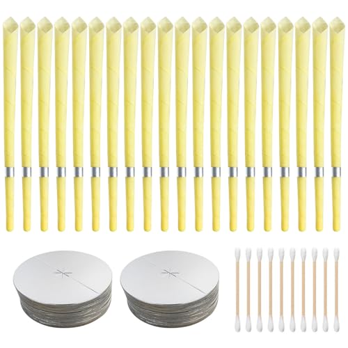 ZOCONE 20 Piezas Velas para Limpiar los Oidos Conos Cera Oidos Limpiador de Oidos Cera con 10 Discos Protectores, Conos para Quitar Cera de los Oidos para Adulto