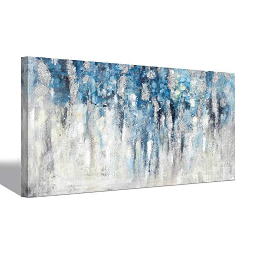 Modern Abstract Wall Art Canvasï¼Blue and Gray Artwork Painting for Living Room ( 40â x 20â x 1 Panel )