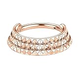 Piercing de nariz para septum, 1 aro de titanio G23, joyería para mujer, anillo de 3 capas con patrón geométrico, 1.2x8mm, Metal, Sin piedra preciosa
