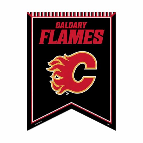 Banderín de fieltro Calgary Flames de Rico Industries con acabados de alta calidad para pared