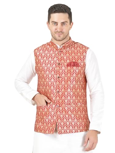 Image of Badoliya & Sons Men's Brocade Zari Nehru Jacket /Waist Coat