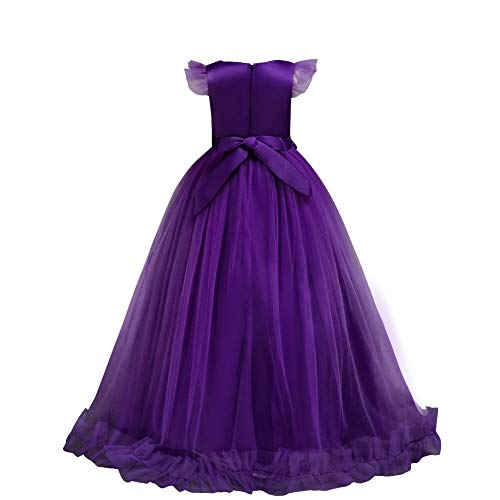 Flower Girls Lace Long Dress Bridesmaid Wedding Pageant Party Maxi Dresses Kids Prom Communion Puffy Tulle Ball Gowns2