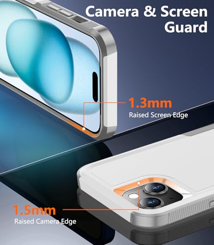 Protection iPhone 15 antichoc blanche compatible Magsafe de grade militaire