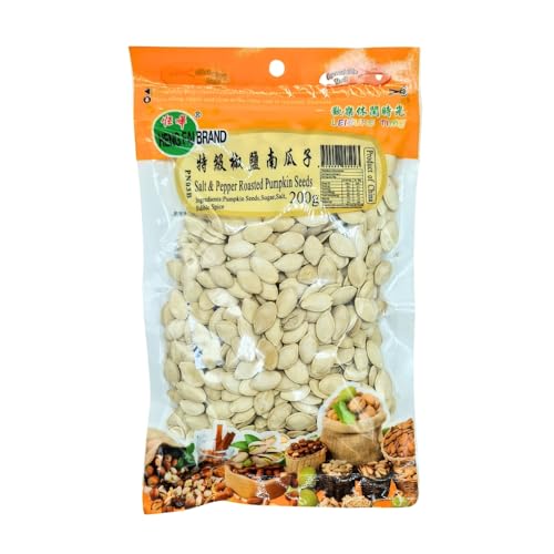 Heng Fai Salt And Pepper Roasted Pumpkin Seeds | Crunchy Roasted Snack with Bold Seasoning | Rich in Fibre and Protein for Healthy Snacking | Perfect for Parties, Festivals or On-The-Go | 200g