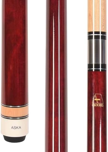 ASKA L3 No Wrap Pool Cue Stick, 58" Hard Rock Canadian Maple Shaft, 13mm Hard Tip (Red, 18-Ounce)