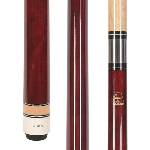 ASKA L3 No Wrap Pool Cue Stick, 58" Hard Rock Canadian Maple Shaft, 13mm Hard Tip (Red, 20-Ounce)
