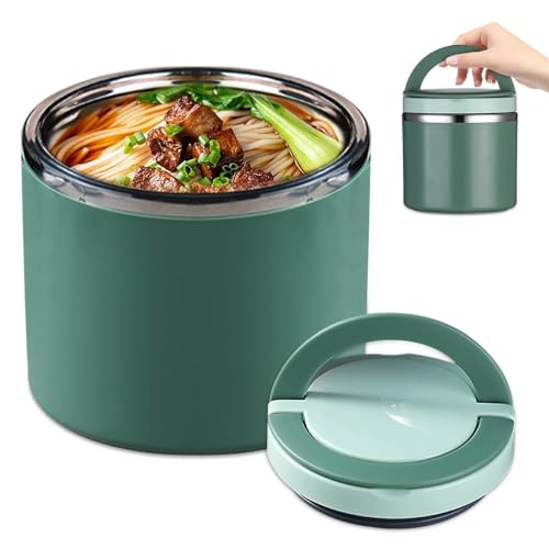Udbrud Boîtes Alimentaires Isothermes, 1000 ml Isotherme Repas Chaud Acier Inoxydable Récipient Isotherme Boîte à Lunch Thermique avec Poignée pour Céréales, Soupes
