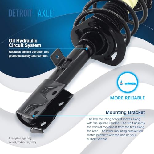 Image of Detroit Axle - Front Steering Knuckles and Wheel Hub Bearings Struts w /Coil Spring Sway Bars Replacement for Rear Drum 2007-2012 Dodge Caliber