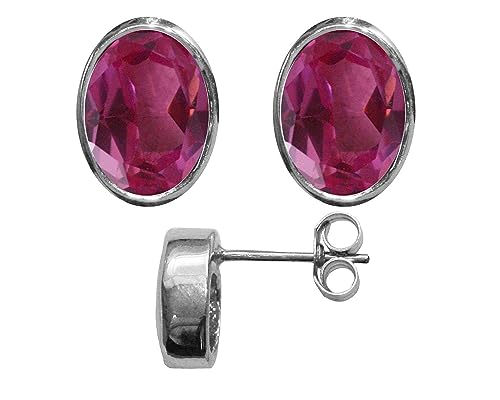 Boucles d'oreilles rose topaze naturelle ovale argent 925 massif 3.00ct