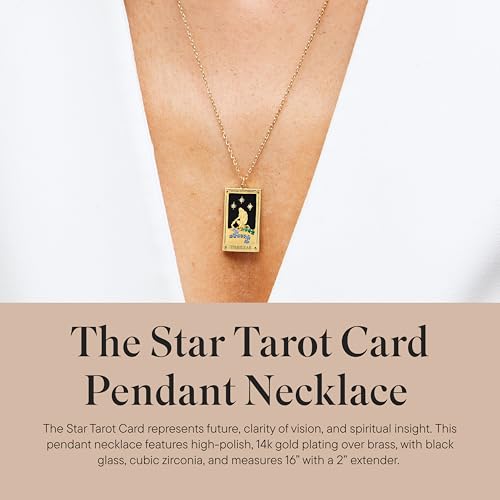 Rocksbox The Star Tarot Card Pendant Necklace - Gold Statement Necklace for Women - 14k Gold Plating with Black Glass & CZ - Premium Quality Jewelry - 16" with Extender2