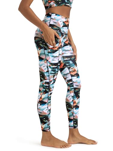ODODOS Women's High Waisted 7/8 Yoga Leggings with Pockets, 25" Inseam Tummy Control Non See Through Workout Athletic Running Yoga Pants, Fine Art, X-Large