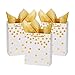 Produktbild Loveinside Punkte-Folien-Geschenk-Beutel-Goldfolie-Weißbuch-Geschenk-Tasche Mit Seidenpapier Für Hochzeit, Geburtstag Geschenk-12Pack -20.4 X 10.2 X 20.4Cm
