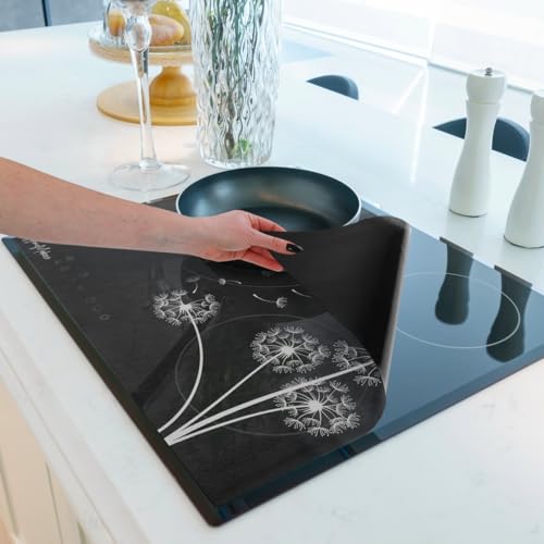 HomeMakers Translucent Induction Hob Protector Mat, Large 61x53cm, Heat Resistant Silicone Mat, Induction Hob Cover Protector, Easy to Clean,Cover for Cooking to Prevent Hob from Scratches(Dandelion)
