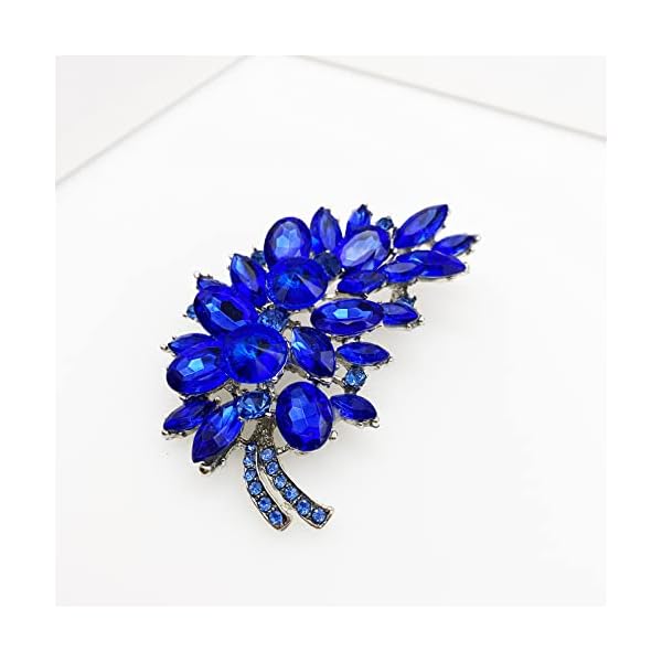 LAXPICOL Vintage Green Austrian Crystal Flower Leaf Bouquet Clusters Large Big Brooch Pin for Women Gold Tone - Image 2