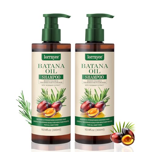 Image of Batana Oil Shampoo, Hair Growth Shampoo for Thinning Hair & Hair Loss Treatment - Organic Rosemary, Formula with Biotin & Keratin to Reduce Shedding, Thicken Hair For Men & Women 2 Pack