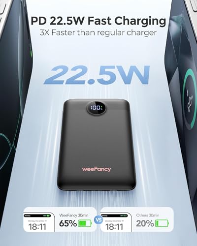 WeeFancy Mini Portable Charger with Built-in Cables 22.5W Fast Charging Power Bank USB-C Small Battery Pack 10000mAh Travel Essential Slim Battery for iPhone 17/16/15/14, Samsung 25/24, and More - Image 5