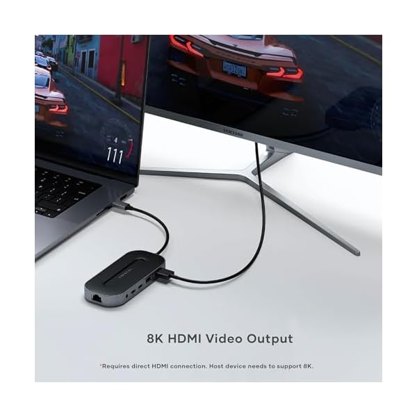 Satechi USB C Hub Multiport Adapter, USB4 6 in 1 with 8K HDMI, 100W USB C PD Charging, 2X USBC and 1x USB-A Data Ports, Ethernet, Audio Jack, for MacBook & Windows - Image 7