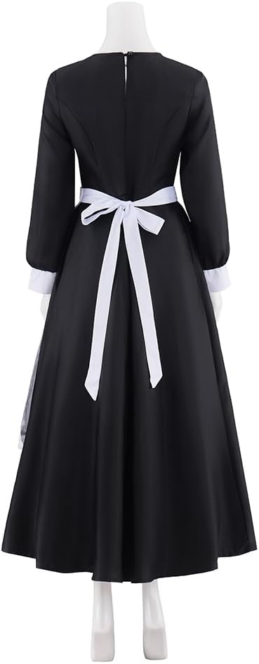 Historical Colonial Costume Pioneer Maid Apron Dress Pilgrim Women Costume Fancy Dress with Bonnet