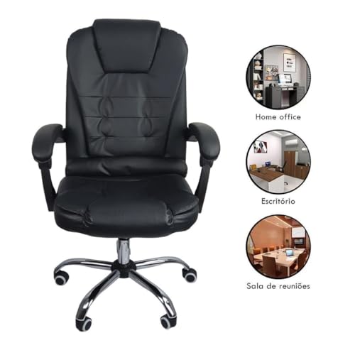 Cadeira De Escritório Presidente Reclinável Ergonômica - Preto